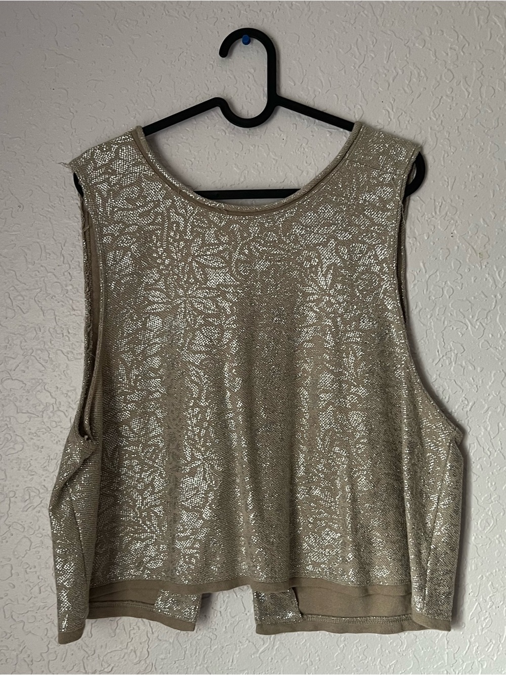 Free People Metallic Gold Floral-Texture Tank